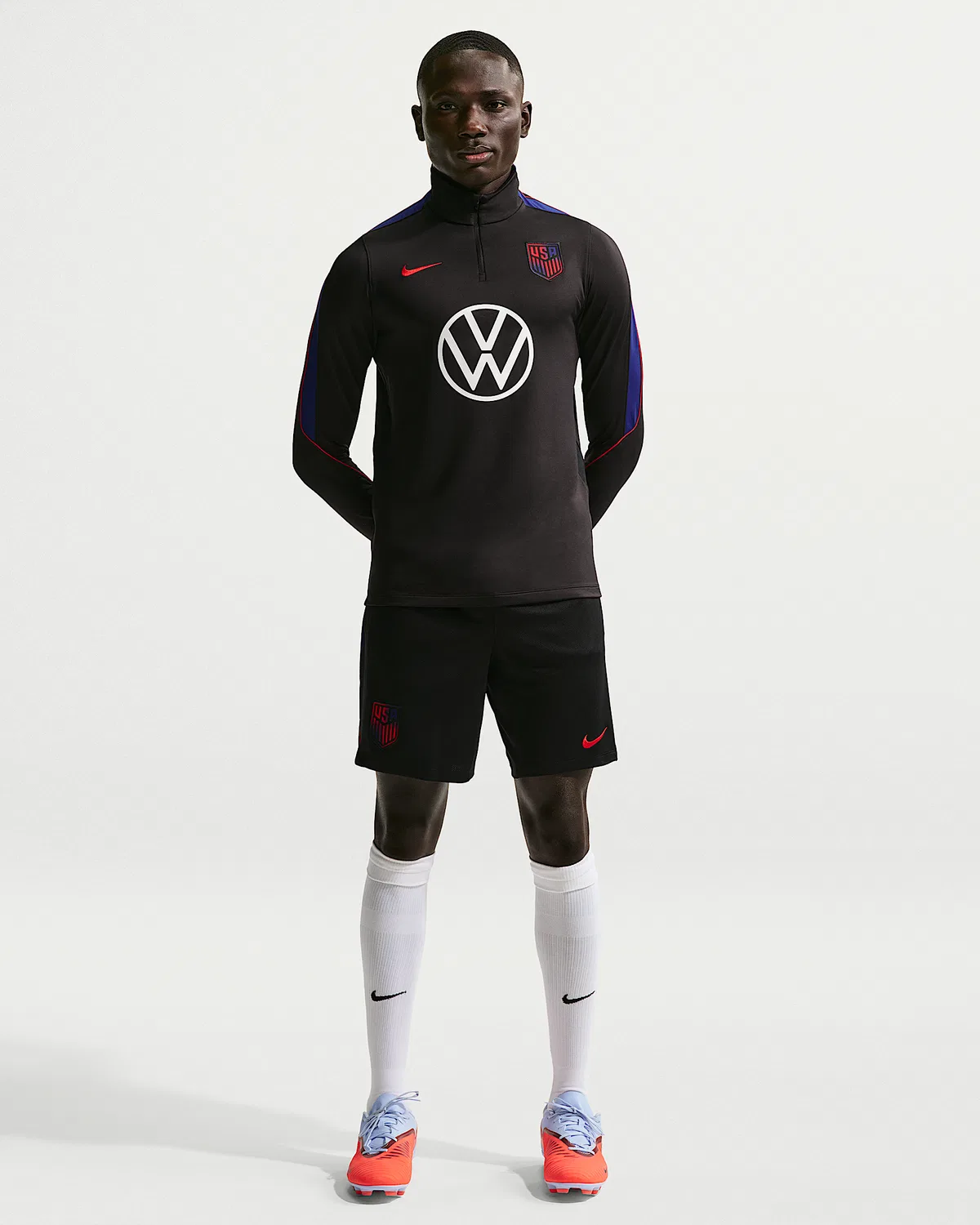 Мужские шорты Nike Dri-FIT Soccer Knit USMNT Strike, Black/Deep Royal Blue/Challenge Red