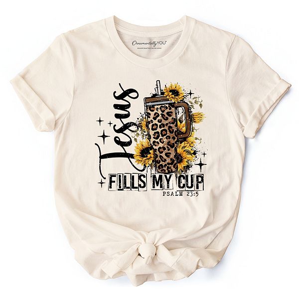 

Футболка Jesus fills my cup с леопардовым принтом Ornamentallyyou, Natural, Коричневый, Футболка Jesus fills my cup с леопардовым принтом Ornamentallyyou, Natural