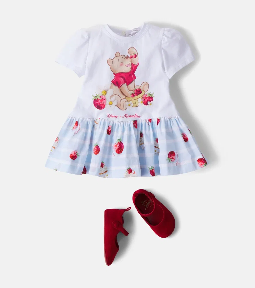 Платье из хлопковой смеси с принтом от Disney Baby Monnalisa, белый — фото 2