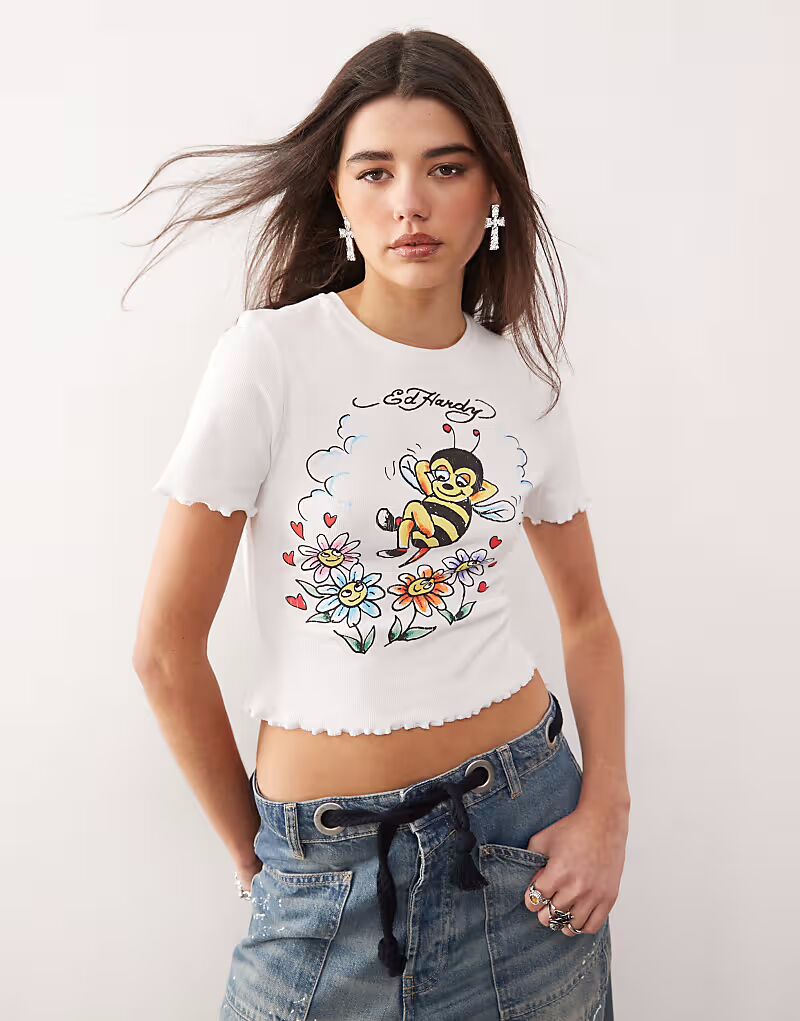 

Детская футболка Ed Hardy Bee Lettuce Heel, белая