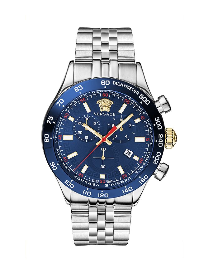 

Часы-браслет Hellenyium Chronograph, 44 мм Versace, серебряный