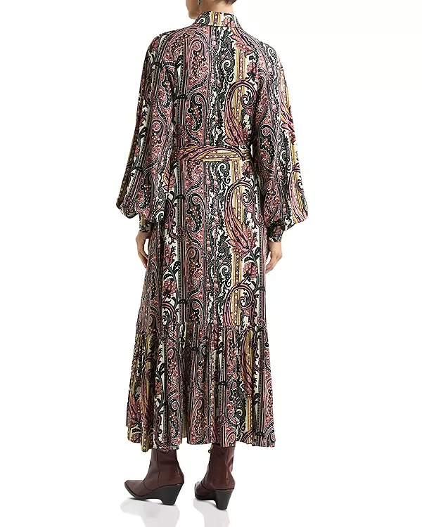Платье-Рубашка миди с поясом Etro, Multi/White — фото 2