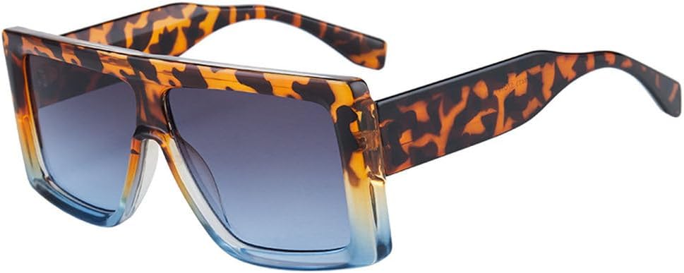 

Винтажные мужские солнцезащитные очки с плоской верхней частью, женские солнцезащитные очки UV400 с градиентной защитой для мужчин, UV400, увеличенного размера HVTVTLA, Leopard Blue