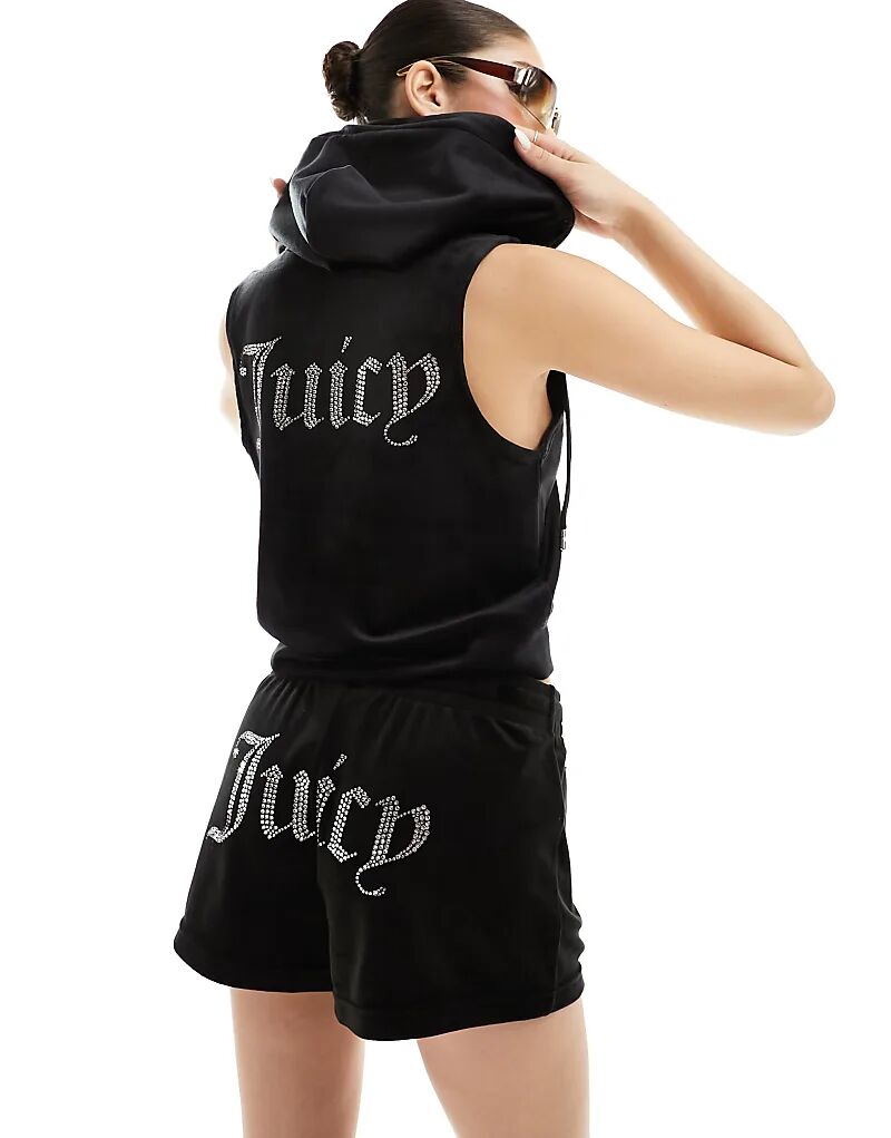 

Черный велюровый спортивный жилет Juicy Couture со стразами (часть комплекта)