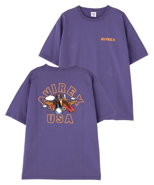 

Футболка с коротким рукавом, принт Flying Bear '25', бренд Avirex, фиолетовый