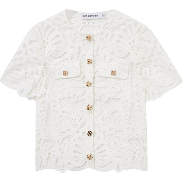 

Селфи кружевная блузка Self-portrait, чисто-белая