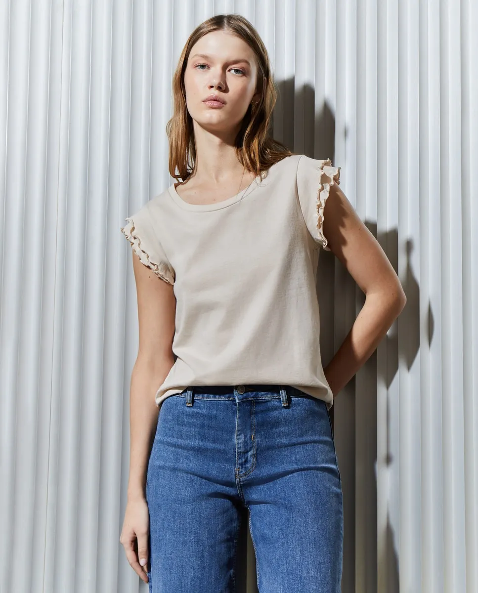 

Футболка женская однотонная с коротким рукавом Easy Wear, бежевый