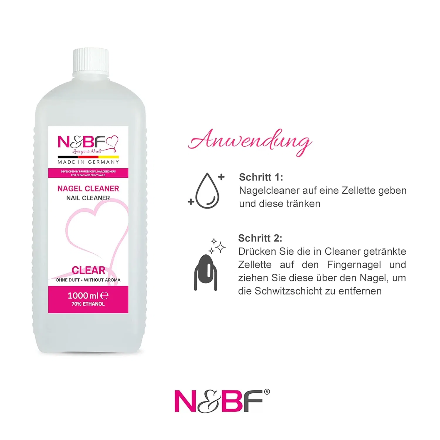 Набор N&BF All for One Nail Cleaner 1000 мл с помпой и целлюлозными салфетками N&Bf — фото 3