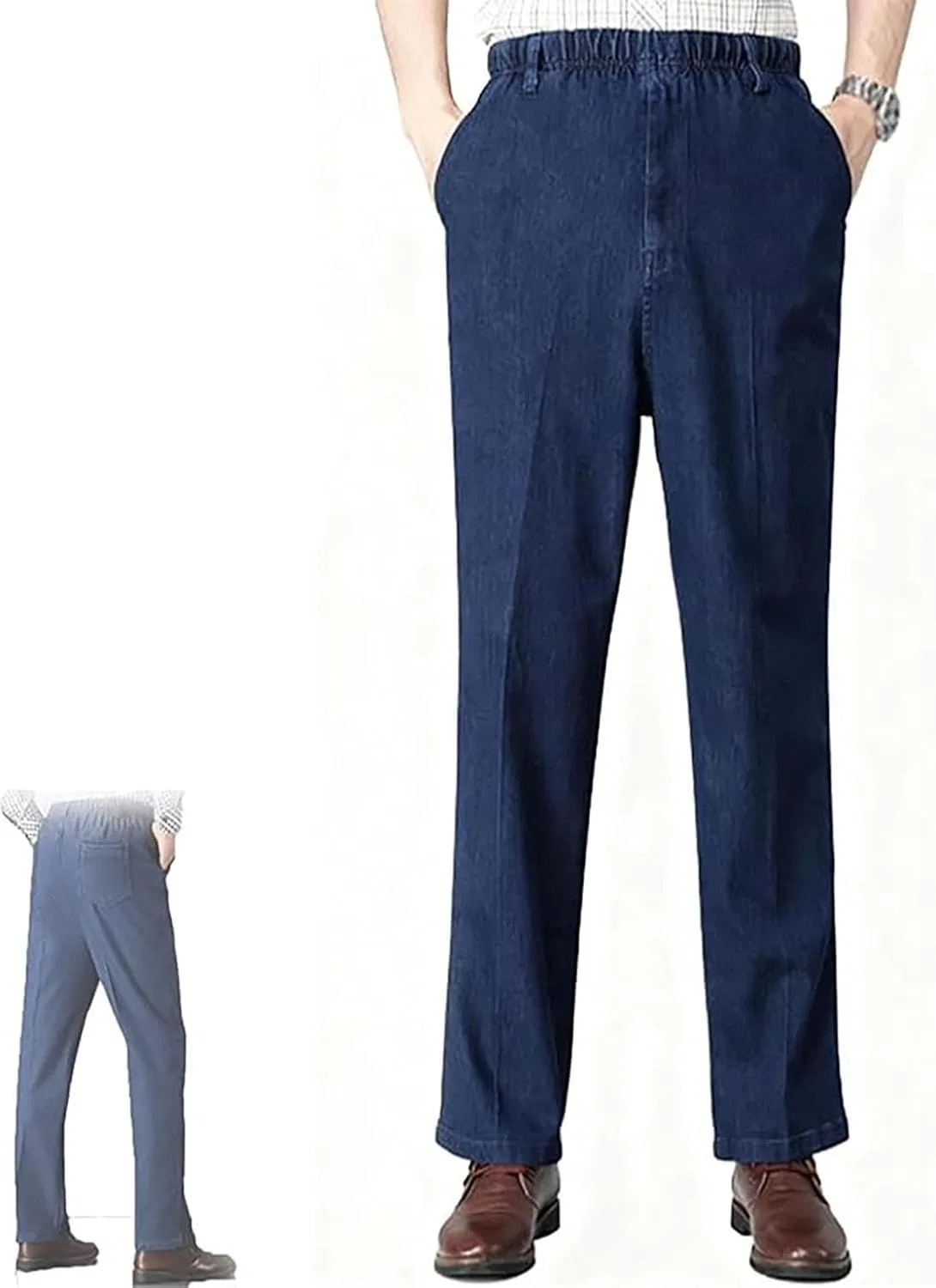 Джинсы на эластичном поясе, Dark Blue (Thick)