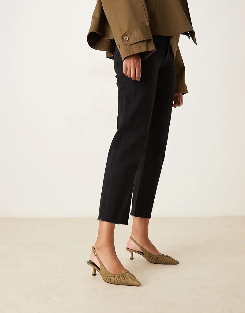 Туфли Serenity с открытой пяткой и рюшами на каблуке-рюмочке цвета хаки от ASOS DESIGN — фото 2