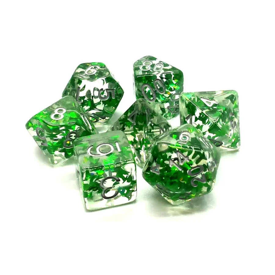 

Поли-комплект «Зеленая бабочка с белым» (7), Acrylic-Resin Dice - Infused
