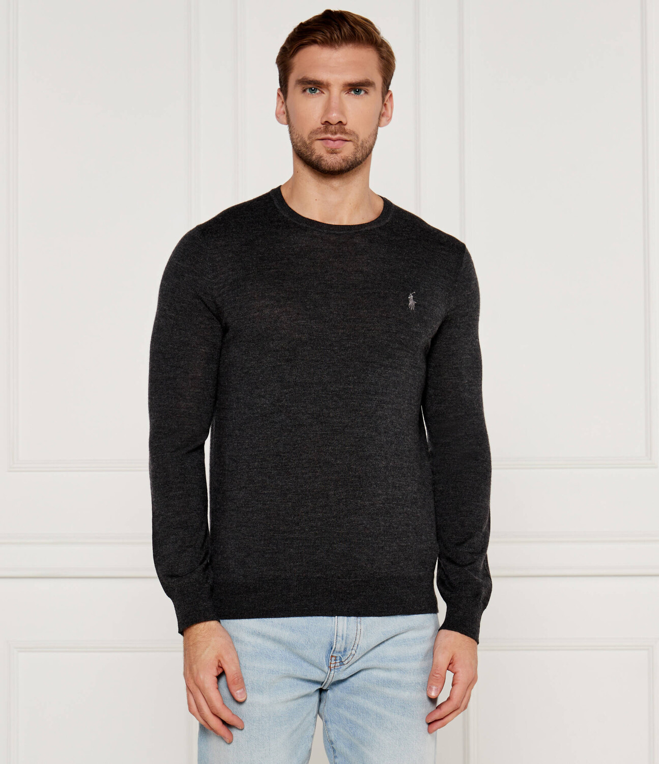 

Свитер из шерсти POLO RALPH LAUREN Slim Fit, цвет grafite