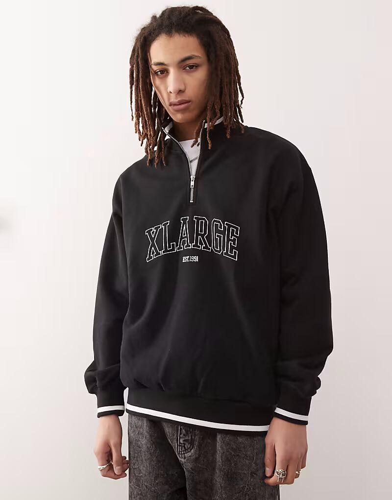 

Толстовка XLARGE с застежкой-молнией на половину длины и логотипом черного цвета