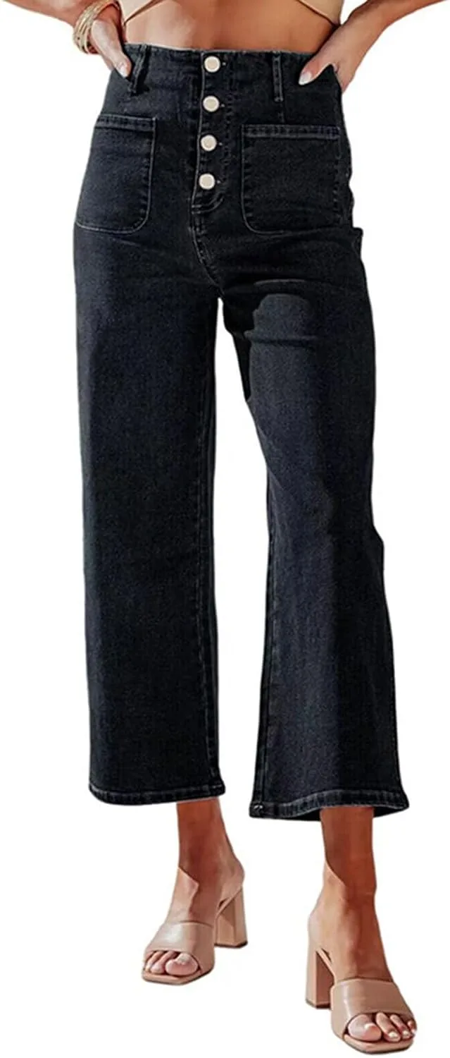 

Женские джинсы с потертостями High Waist Wide Leg XUNRYAN