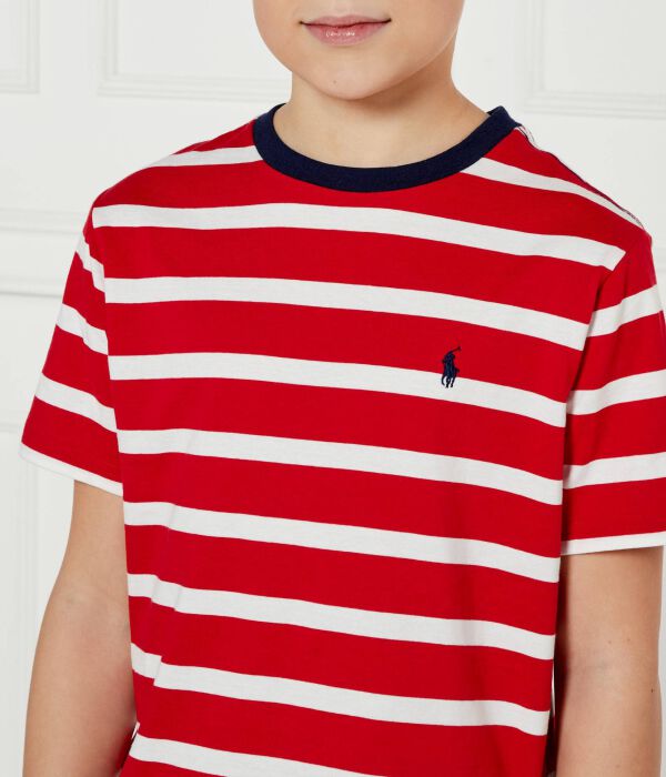 Футболка детская Polo Ralph Lauren в полоску, красно-белый — фото 4