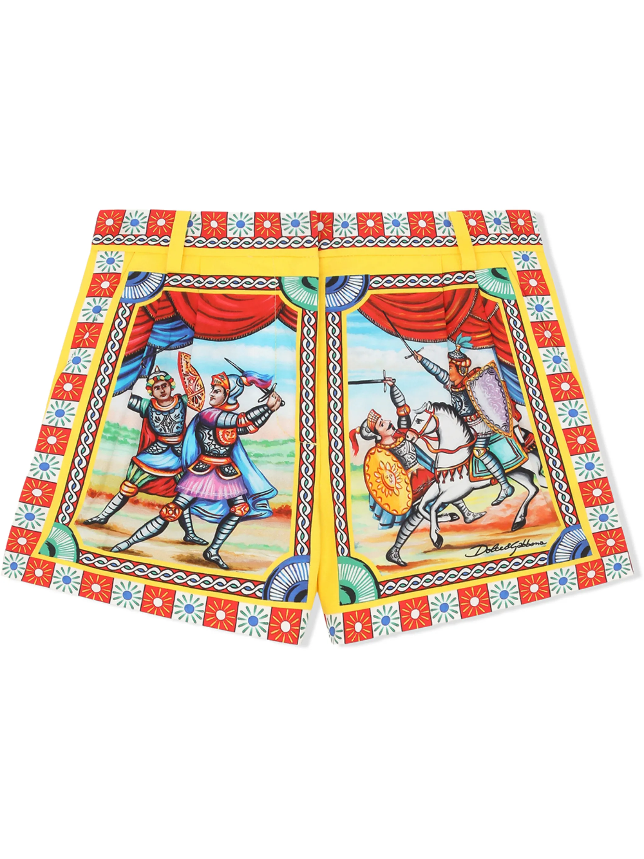 

Поплиновые шорты с принтом Carretto Dolce & Gabbana Kids, желтый