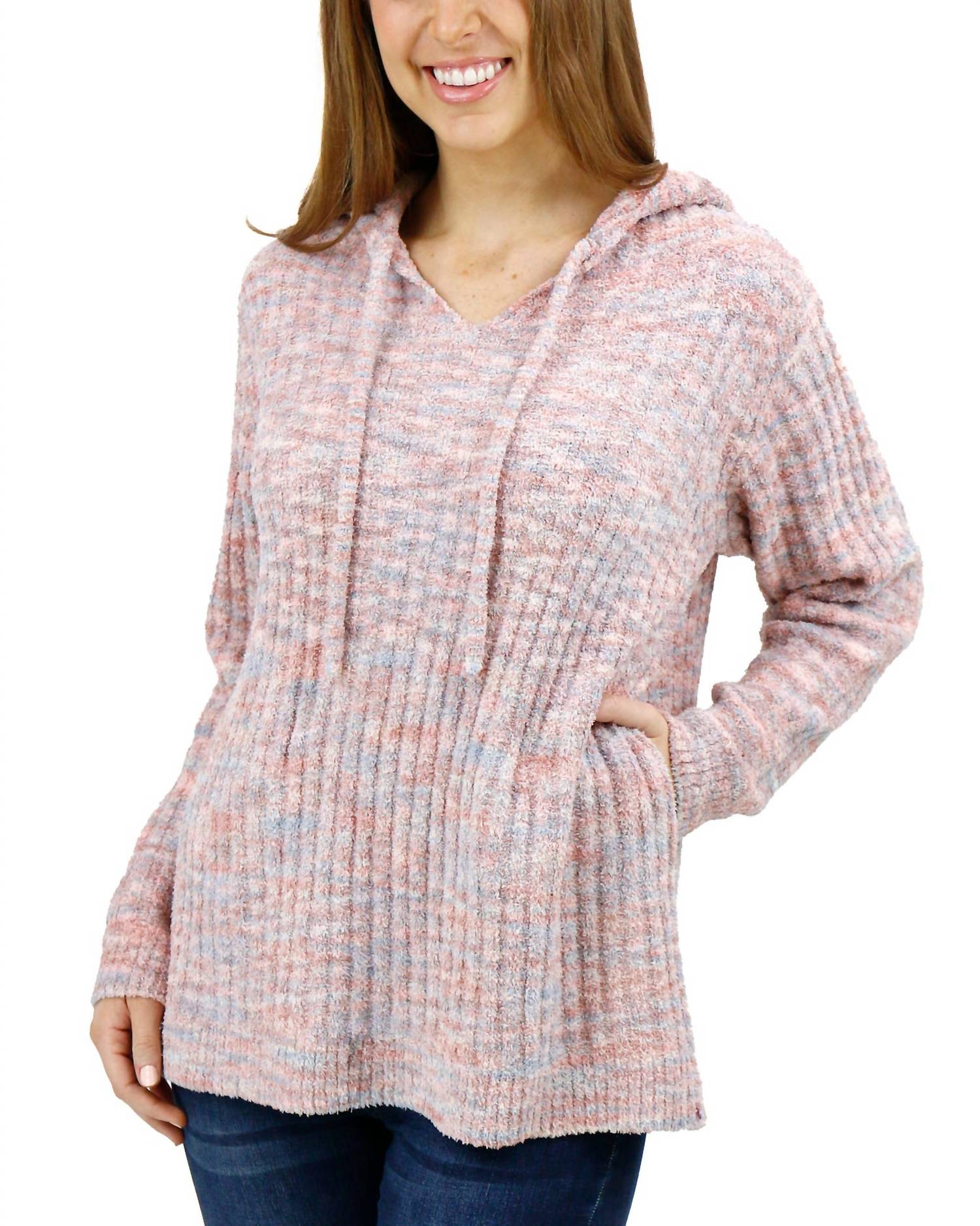

Толстовка с капюшоном Cloud Ribbed в цвете Blush Mélange Grace and Lace, цвет blush mélange
