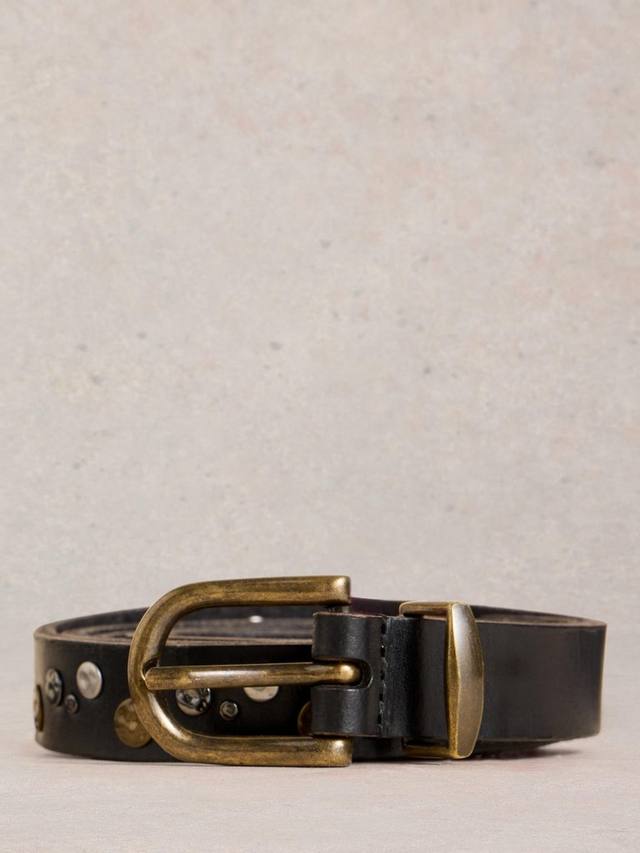 

Кожаный ремень со шпильками White Stuff, Black