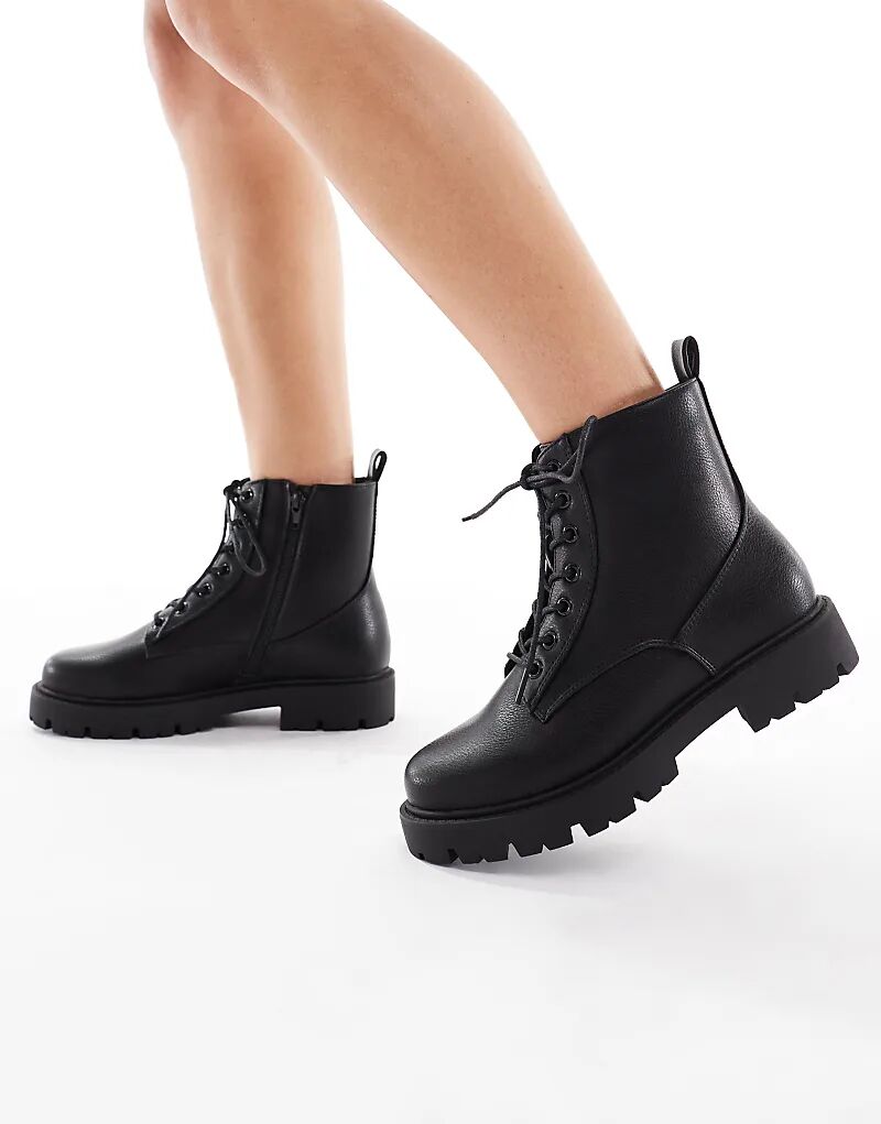 Массивные ботинки на шнуровке Schuh Asher черного цвета