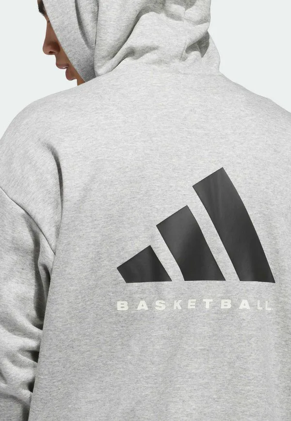 Флисовая толстовка с капюшоном для баскетбола Adidas Performance, Medium Grey Heather — фото 4