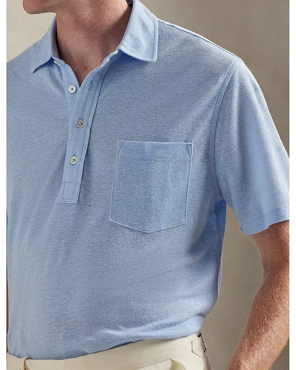 Рубашка-Поло из льняного пике стандартного кроя Polo Ralph Lauren, Blue — фото 4
