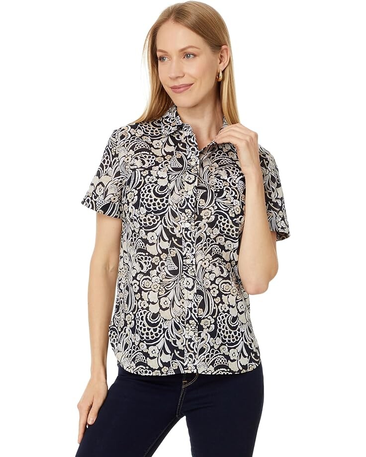 

Рубашка Tommy Hilfiger Paisley Camp Shirt, цвет Sky Captain/Bright White