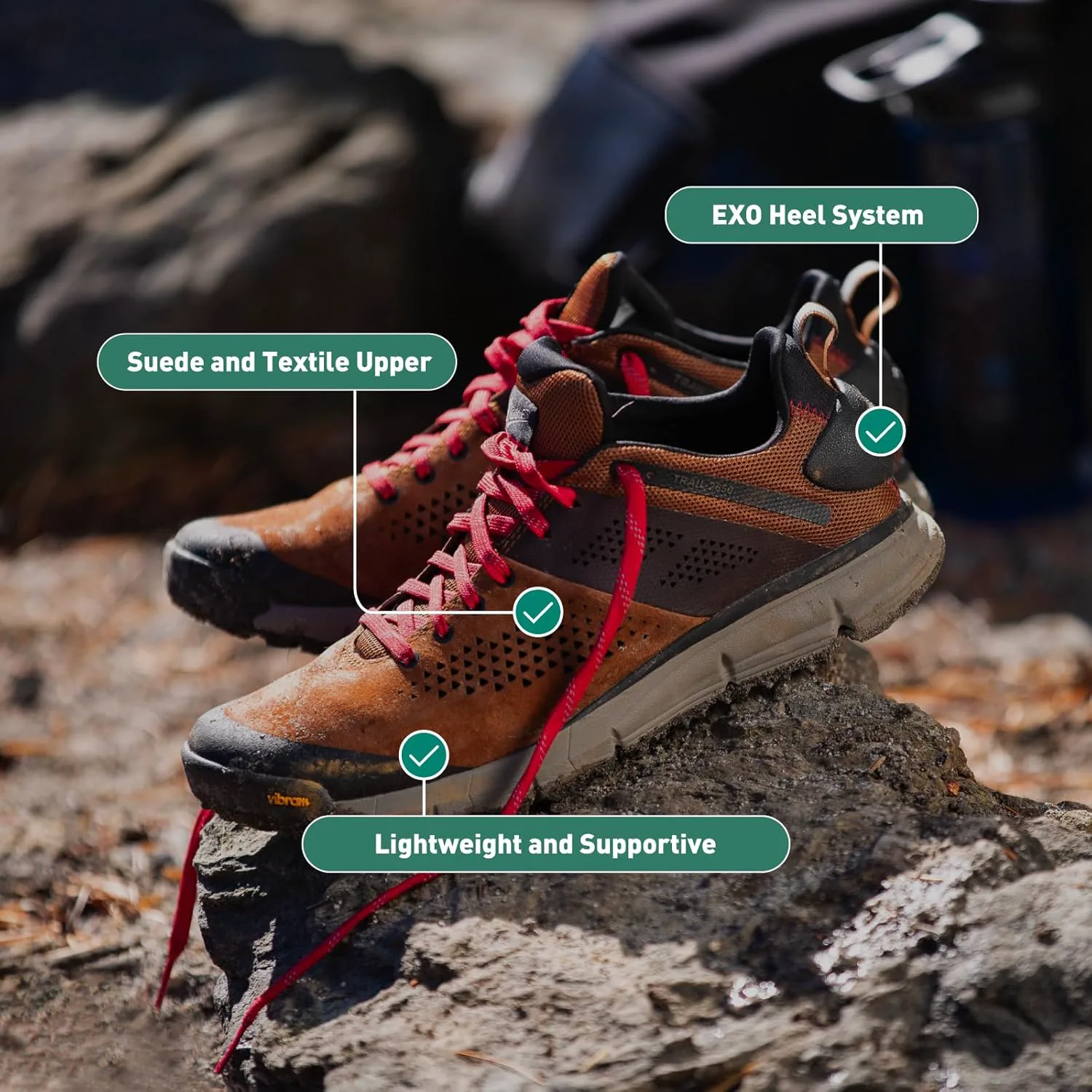 Мужские туристические ботинки Danner Trail 2650 - прочная замша, легкий текстиль с дышащей сетчатой подкладкой, стелька Ortholite и подошва Vibram для сцепления No Brand, коричневый — фото 3