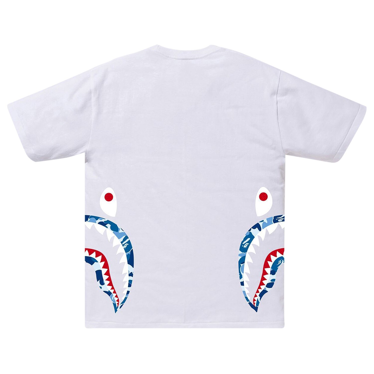 BAPE ABC Камуфляжная футболка с изображением акулы, цвет Белый/Синий — фото 2