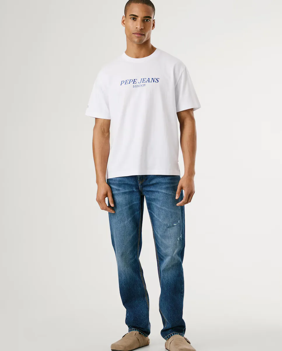 

Мужские джинсы Vaquero Byron fit прямого кроя с потертостями Pepe Jeans, синий
