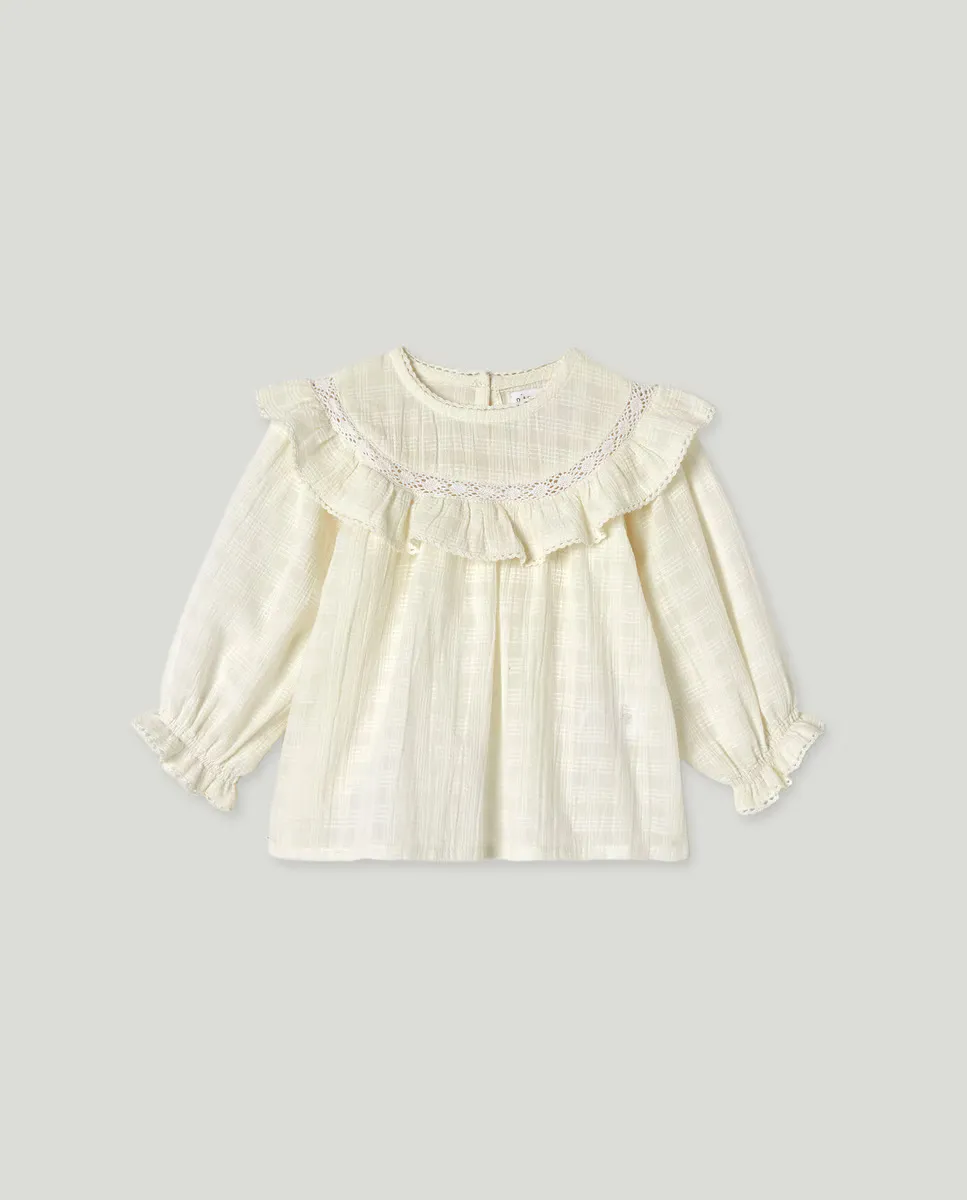 

Однотонная блузка с длинным рукавом для малышки Baby El Corte Inglés, белый