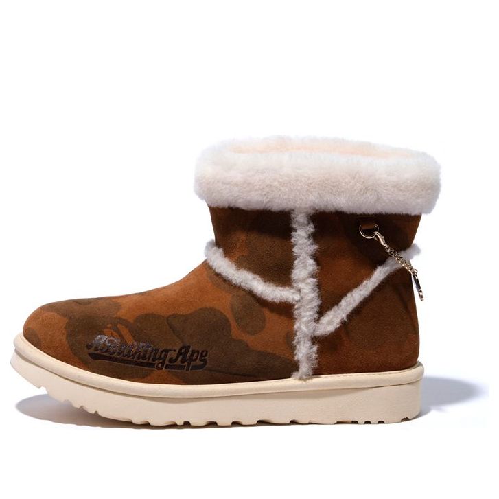 

Зимние ботинки UGG X Bape classic mini Fleece Lined Brown, коричневый