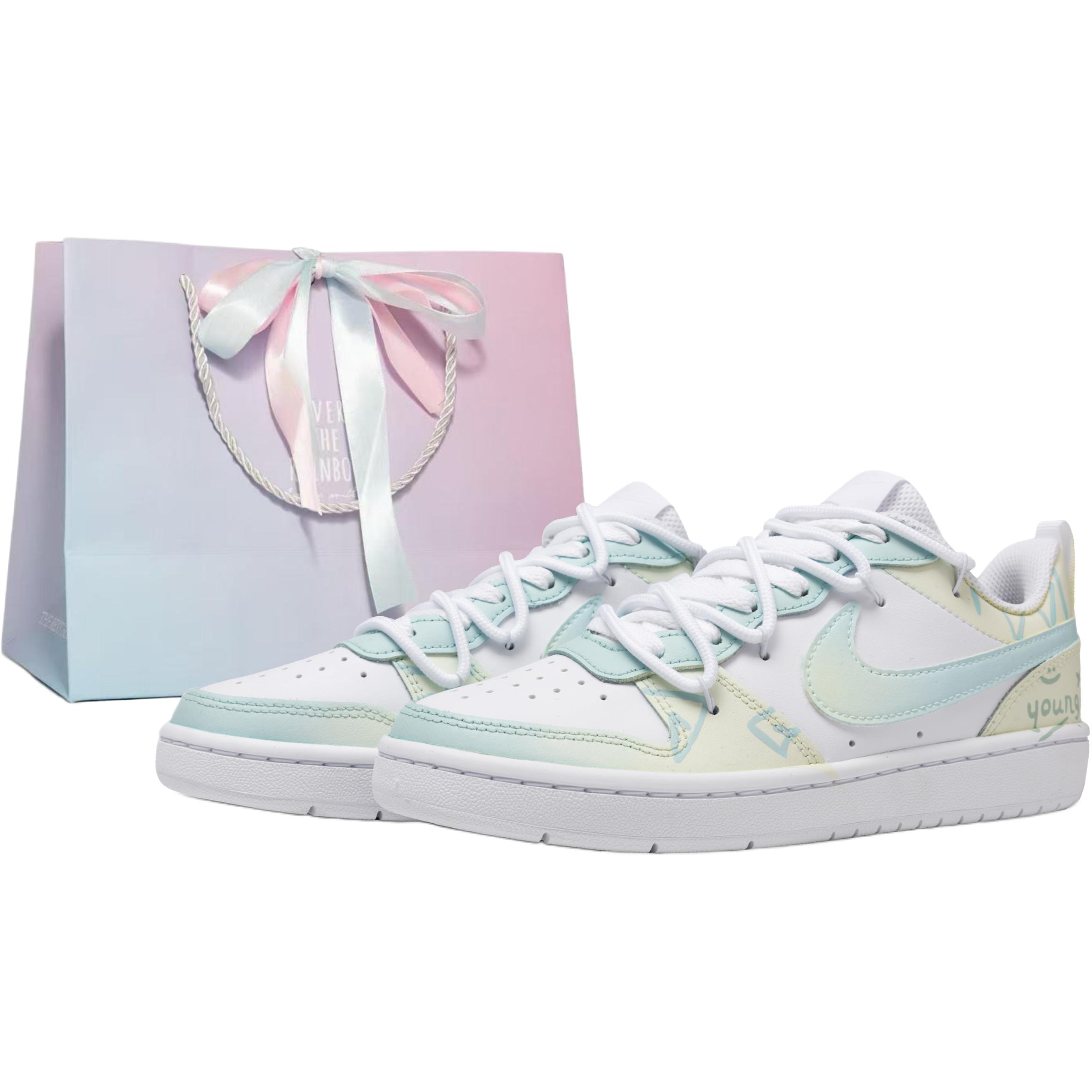 

Nike Court Borough 2026 Fresh Mint, универсальные Monster Leather нескользящие с амортизацией и устойчивостью к истиранию низкие кроссовки