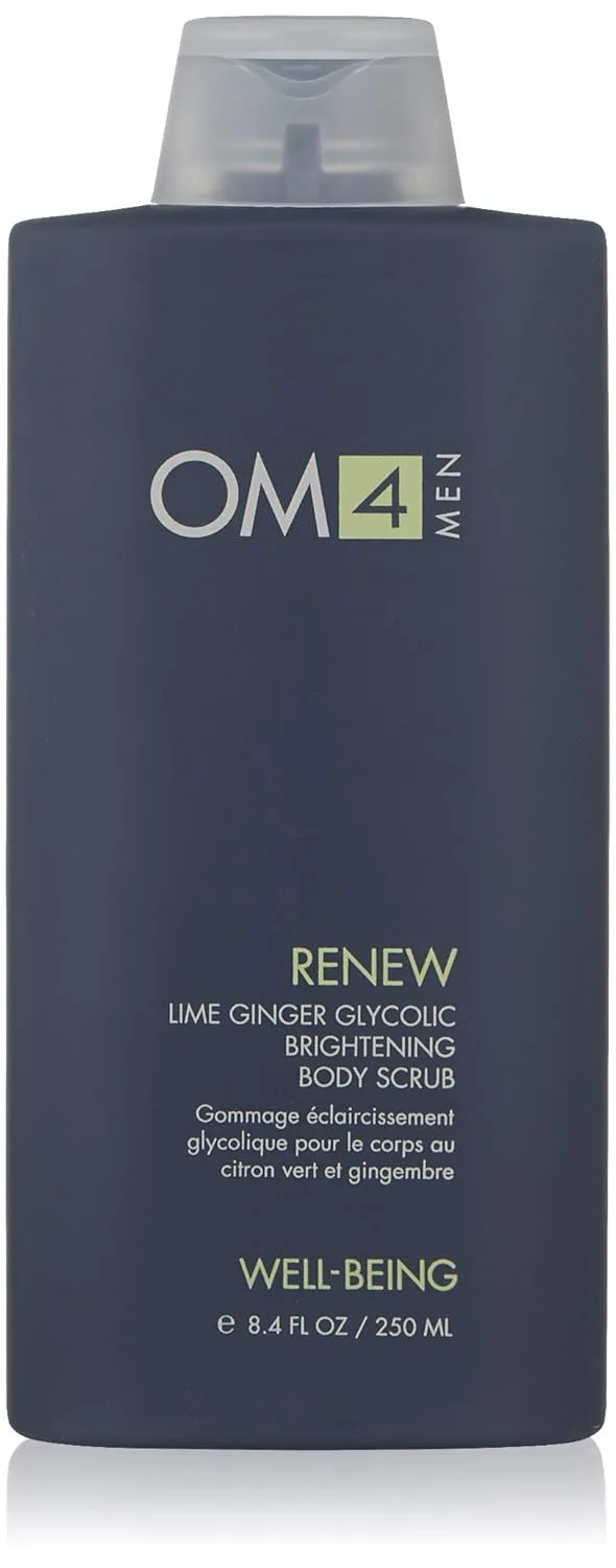 Organic Male OM4 Renew: осветляющий скраб для тела с лаймом, имбирем и гликолевой кислотой - мужской отшелушивающий уход за телом с витамином С. 238.14 г (1 шт.)