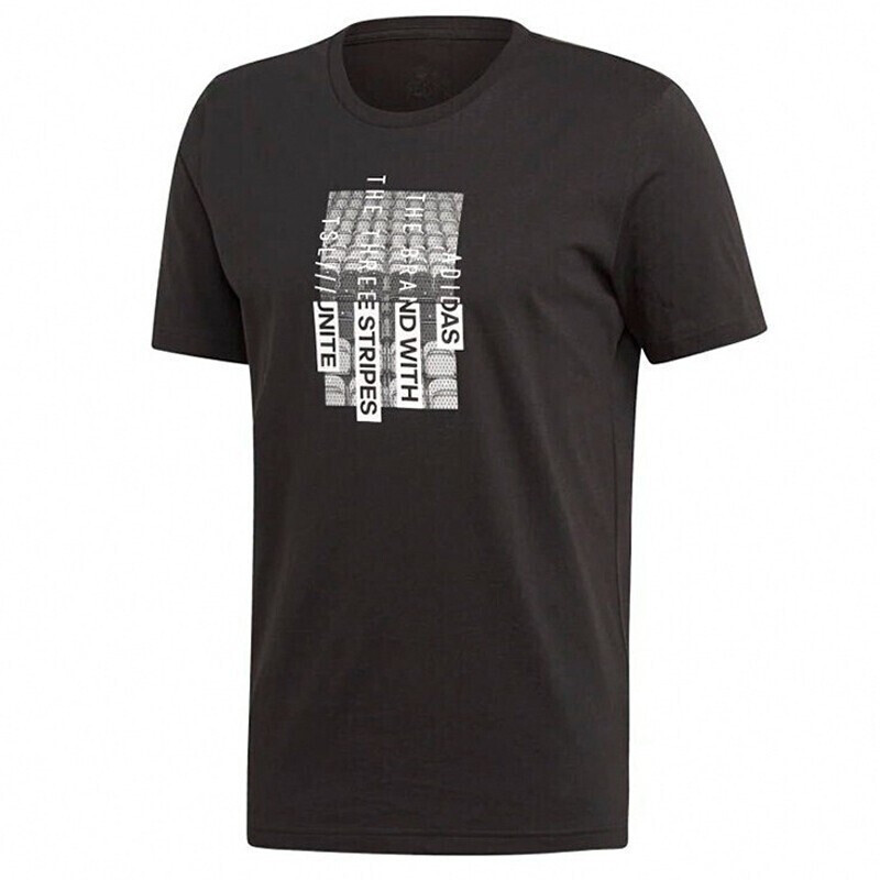 

Adidas Мужская черная футболка с круглым вырезом, умеренно прямой крой, Черный, Adidas Мужская черная футболка с круглым вырезом, умеренно прямой крой