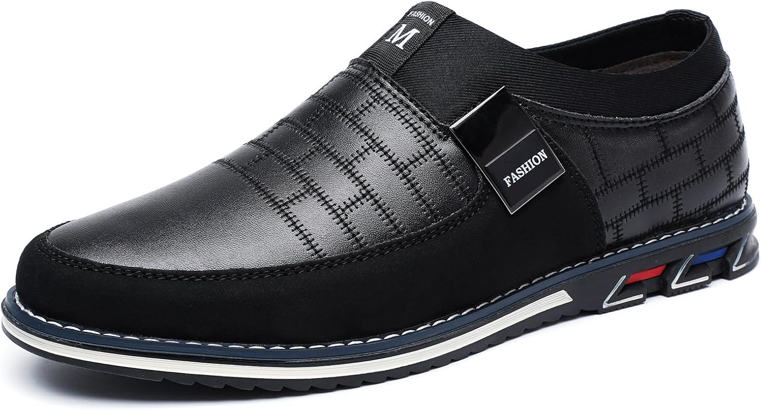 

Мужские лоферы повседневные слипоны Мягкие деловые лоферы для мужчин Кожаные удобные легкие обувь, путешествий и прогулок для взрослых Gsohino, черный