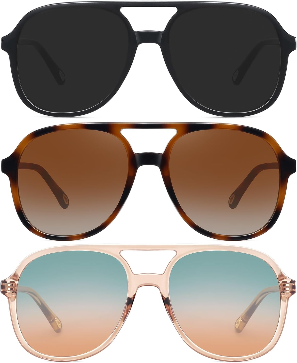

Солнцезащитные очки-авиаторы MEETSUN в стиле ретро, ​​большие, для женщин и мужчин, модные, в стиле 70-х и 80-х, квадратные, 3 штуки, защита от ультрафиолета UV400, 3pack(black+ Tortoise/Brown+ Brown/Blue & Brown)