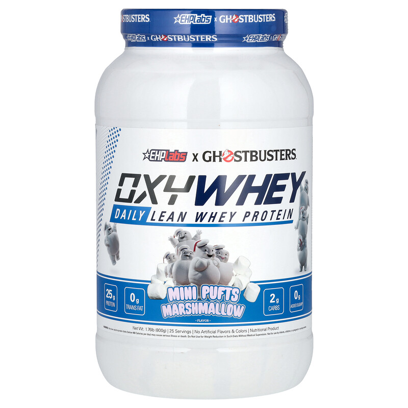 

EHPlabs, Ghostbusters , OxyWhey, постный сывороточный протеин для ежедневного приема, зефир в мини-пуфтах, 800 г (1,76 фунта)