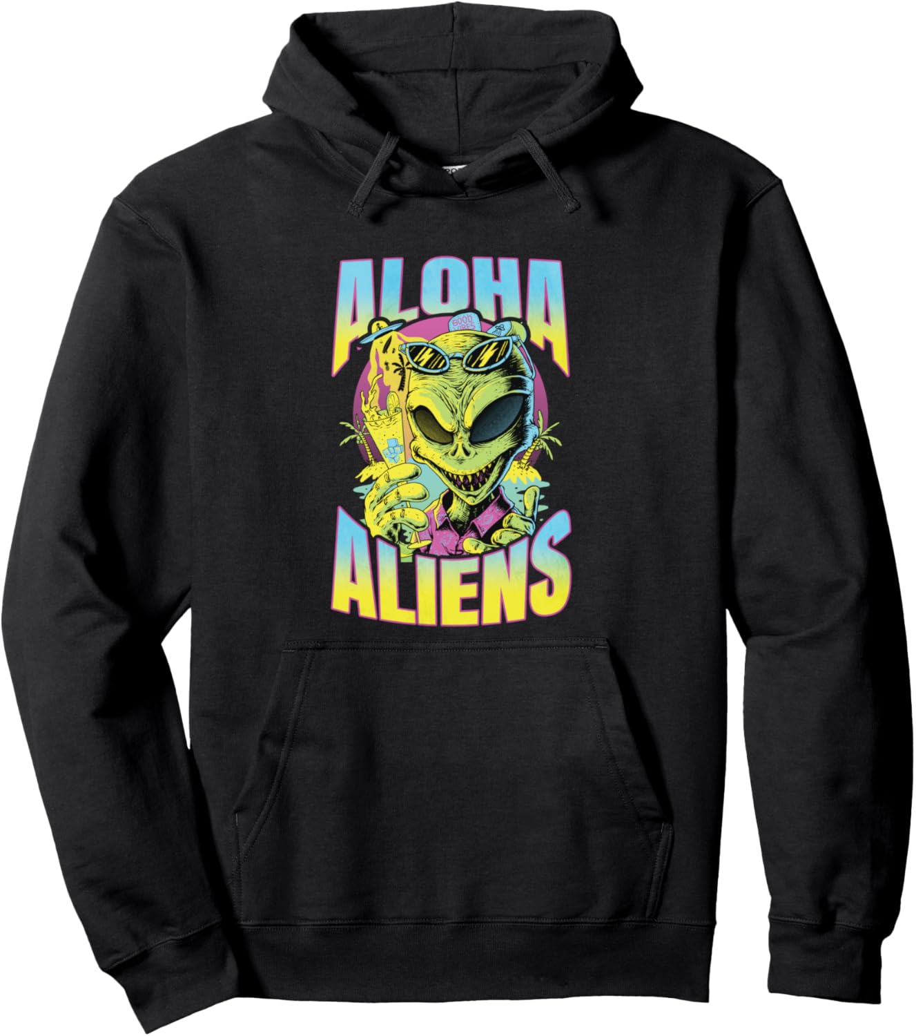 

Худи Aloha Alien Cosmic Tropical Party Chill Intergalactic Vacation Vibes Alien Adventure, черный