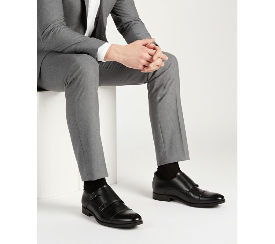 Мужские туфли-оксфорды Oliver Street Hands-Free Slip-On Double Monk Dress Oxfords Marc Joseph New York, Black napa leather — фото 4