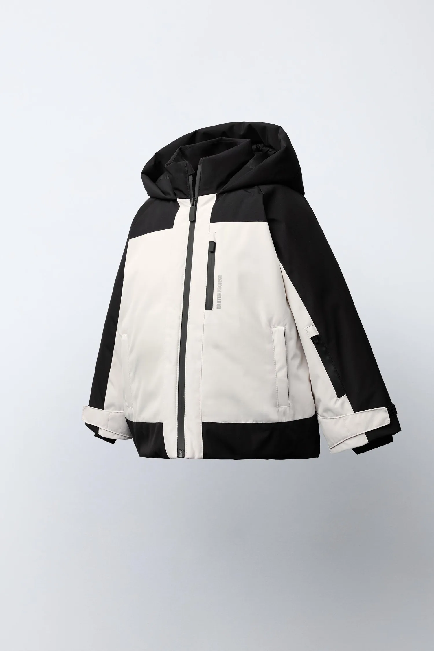 Водостойкая и ветрозащитная куртка с цветовыми блоками Zara, черный/бежевый — фото 2
