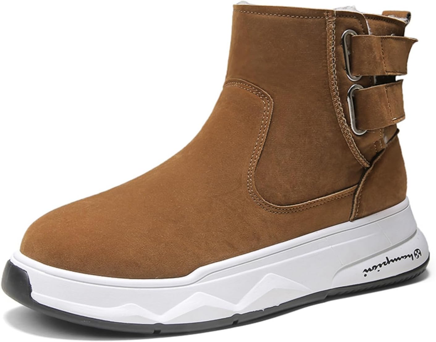 

Мужские сапоги Khwfjas с флисовой подкладкой: дизайн с двойной пряжкой, боковая эластичная вставка, противоскользящая толстая подошва- супер-теплая подкладка, подходит для повседневной носки и холодной погоды, хаки