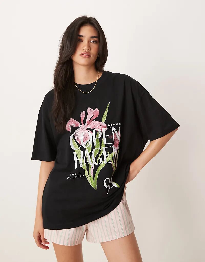 

Футболка ASOS DESIGN свободного кроя с принтом Копенгагена черного цвета