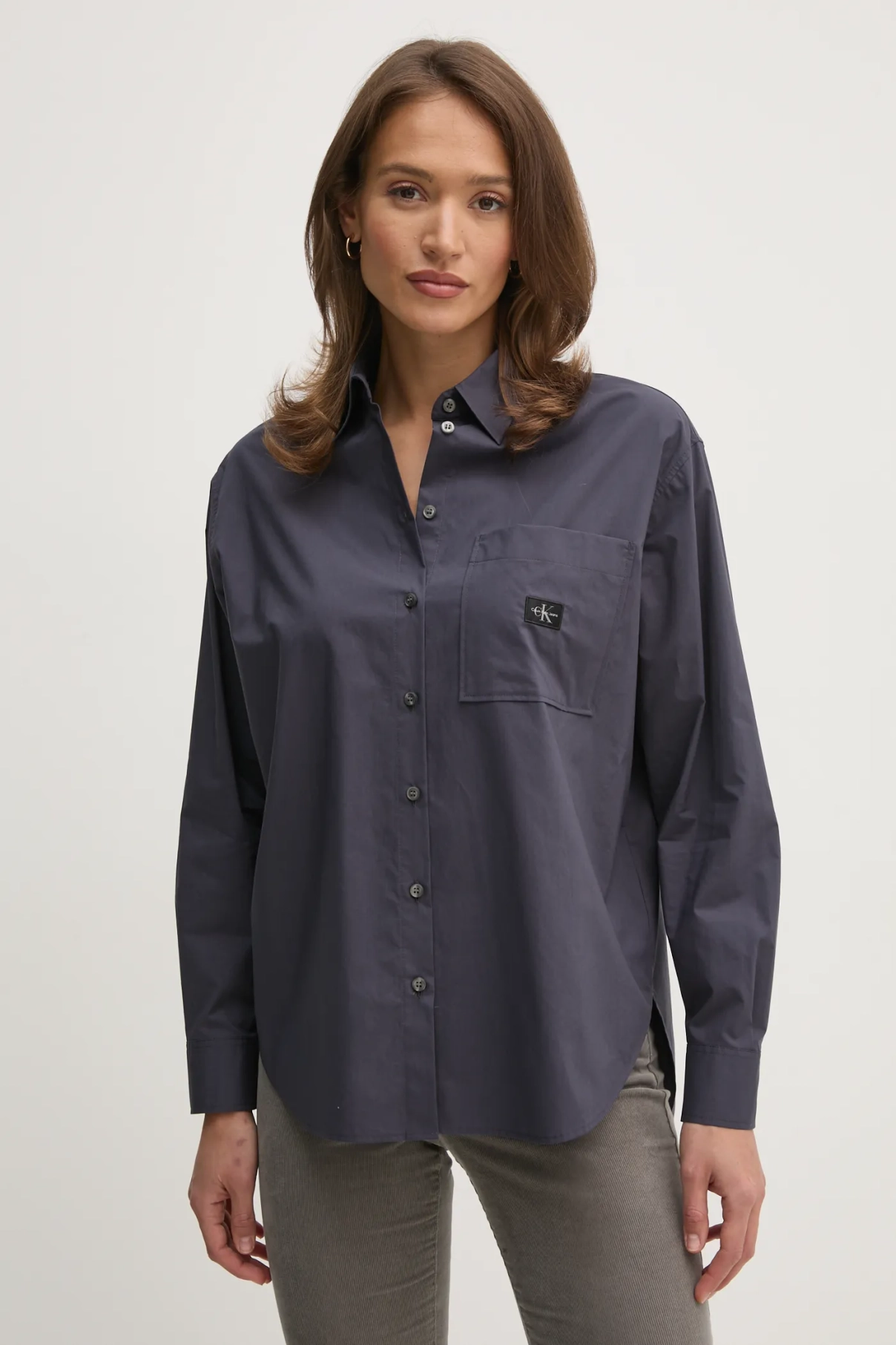 

Хлопковая рубашка Calvin Klein Jeans, серый