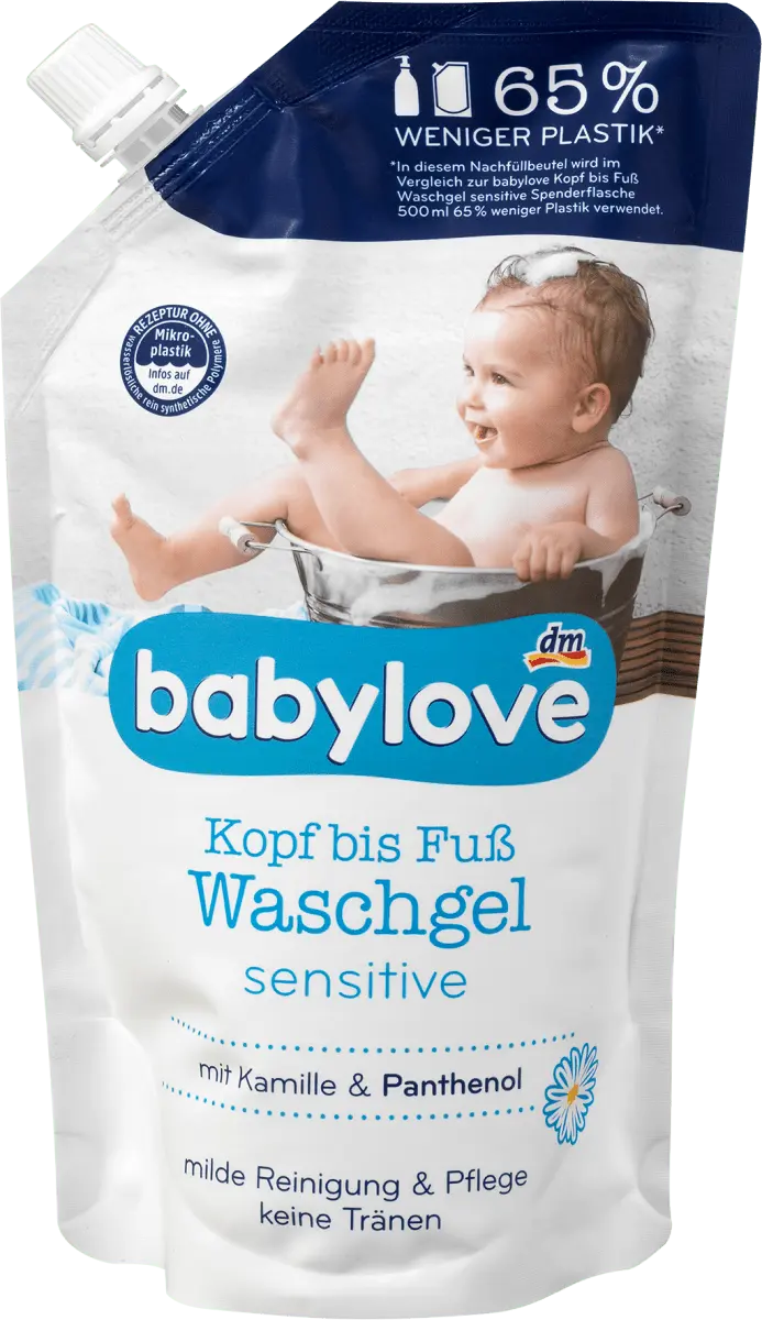 

Сменная упаковка детского геля для мытья головы до пят 500 мл. babylove
