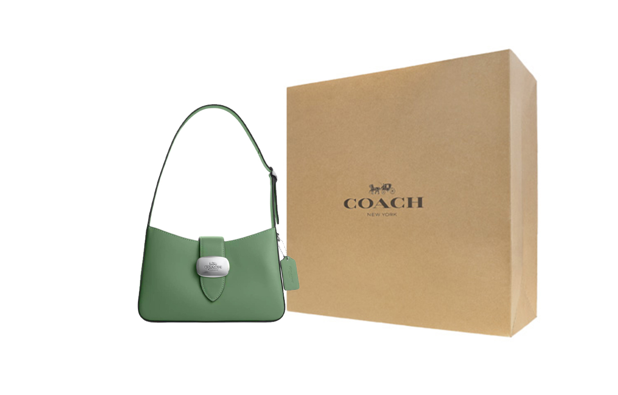 

COACH Сумка через плечо Eliza Refined Calfskin, средняя, женская, серебристый и светло-зеленый