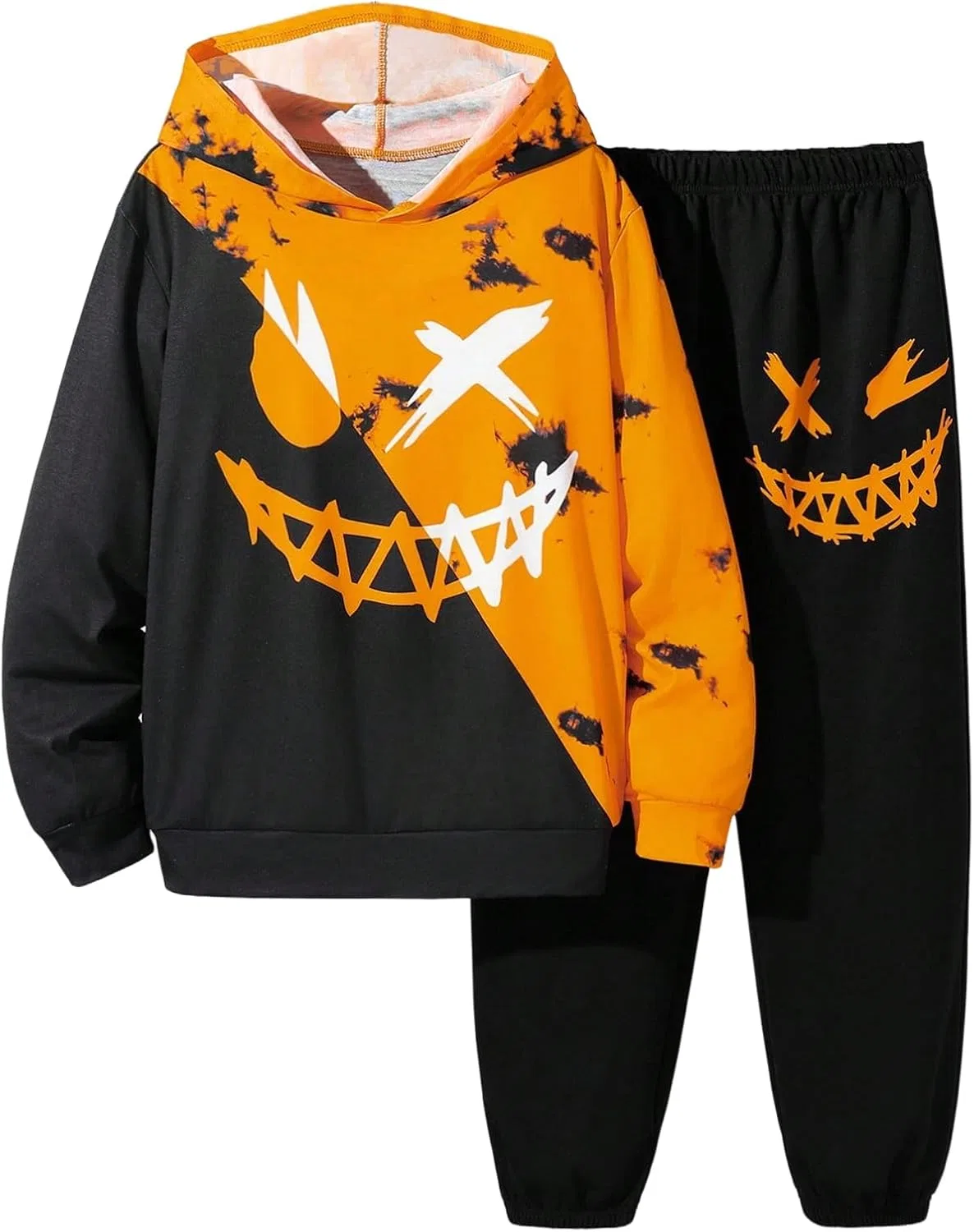 Детский спортивный костюм с принтом WDIRARA, 2 предмета, Black Orange