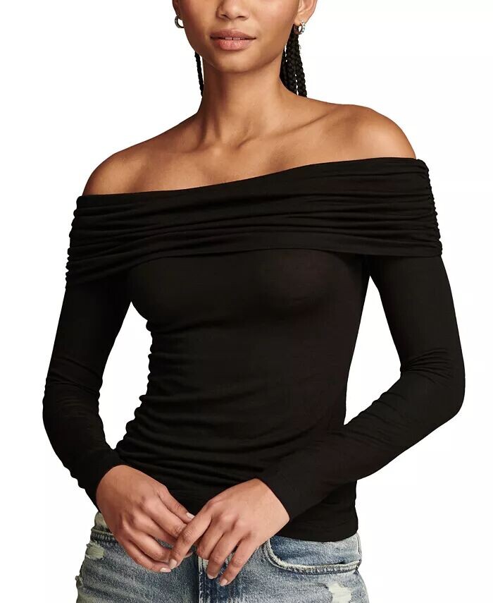 

Женский топ с открытыми плечами и длинными рукавами Lucky Brand, черный