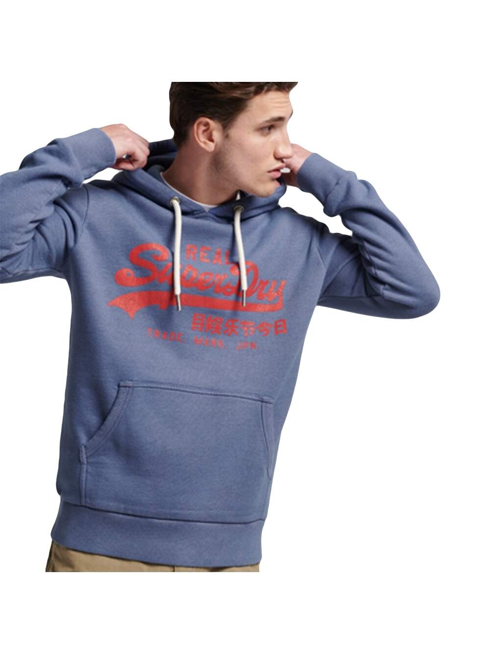 Толстовка с пестрым винтажным логотипом Superdry, синий — фото 2