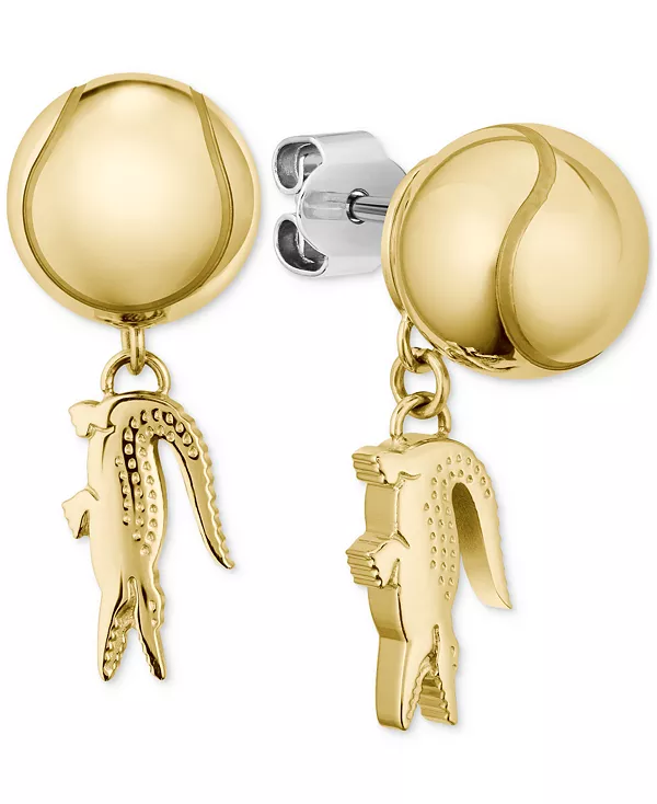 

Серьги-Подвески из бисера и крокодила Lacoste, gold