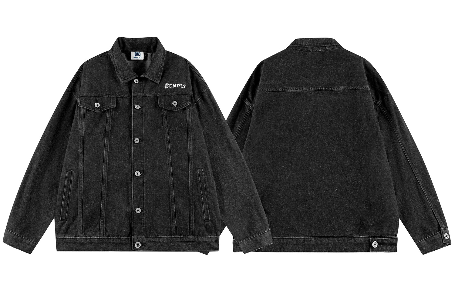 

BENDL'S Джинсовая куртка унисекс для весны и осени, Black Gray